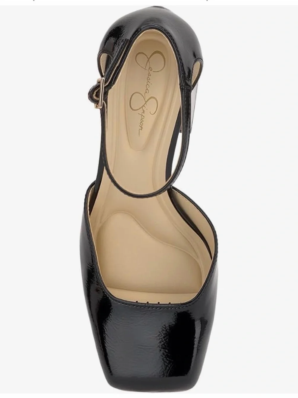 Jessica Simpson Black Patent Block Heel Mary Jane Pumps